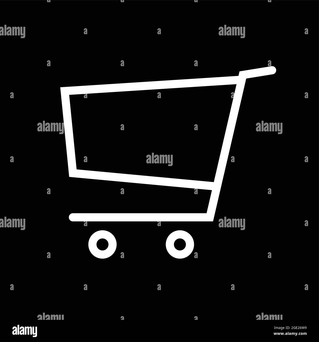 Chariot plat vecteur icône isolé sur noir. Symbole du panier. Illustration de Vecteur