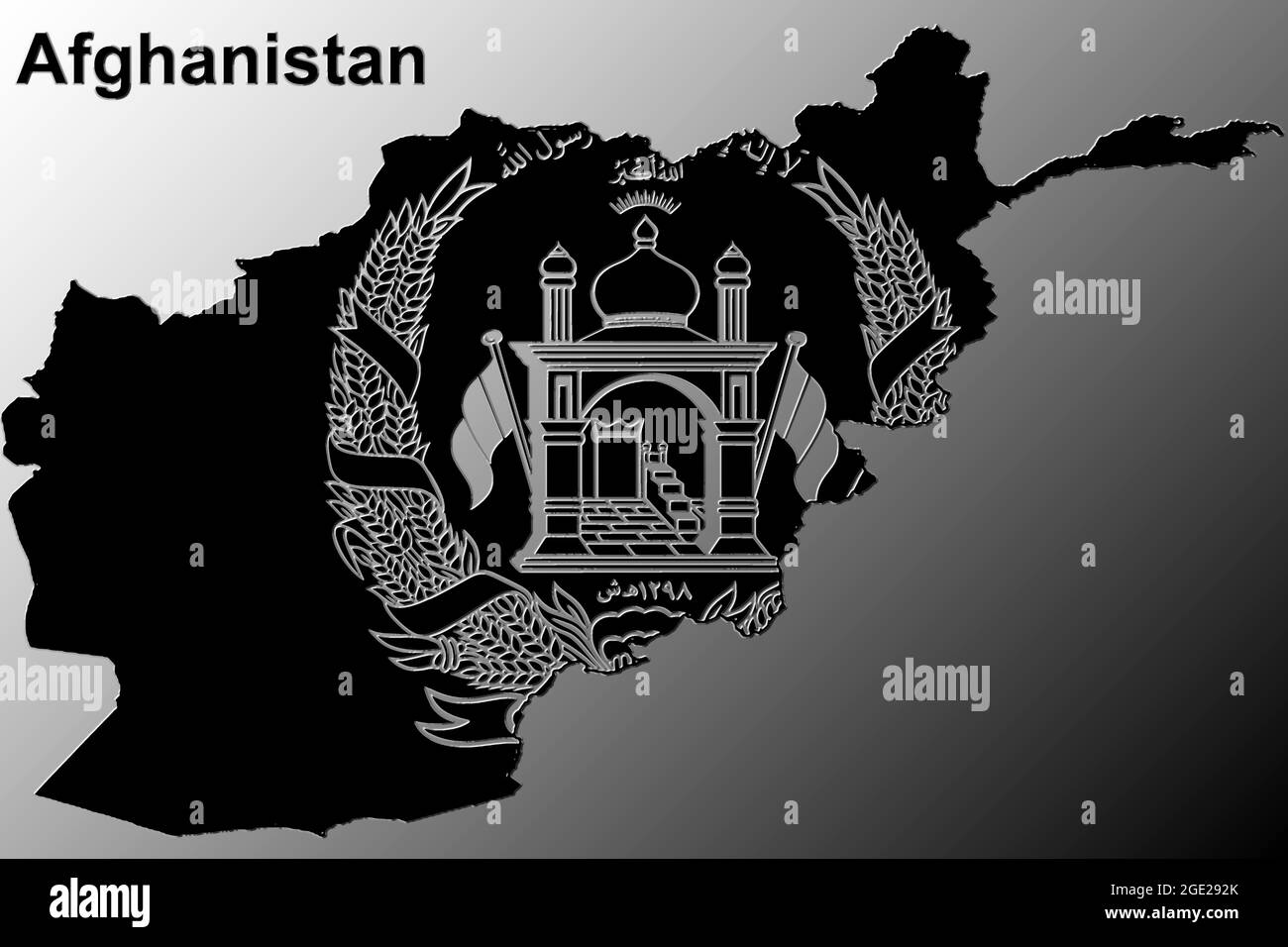 Carte de l'Afghanistan sur fond gris Banque D'Images