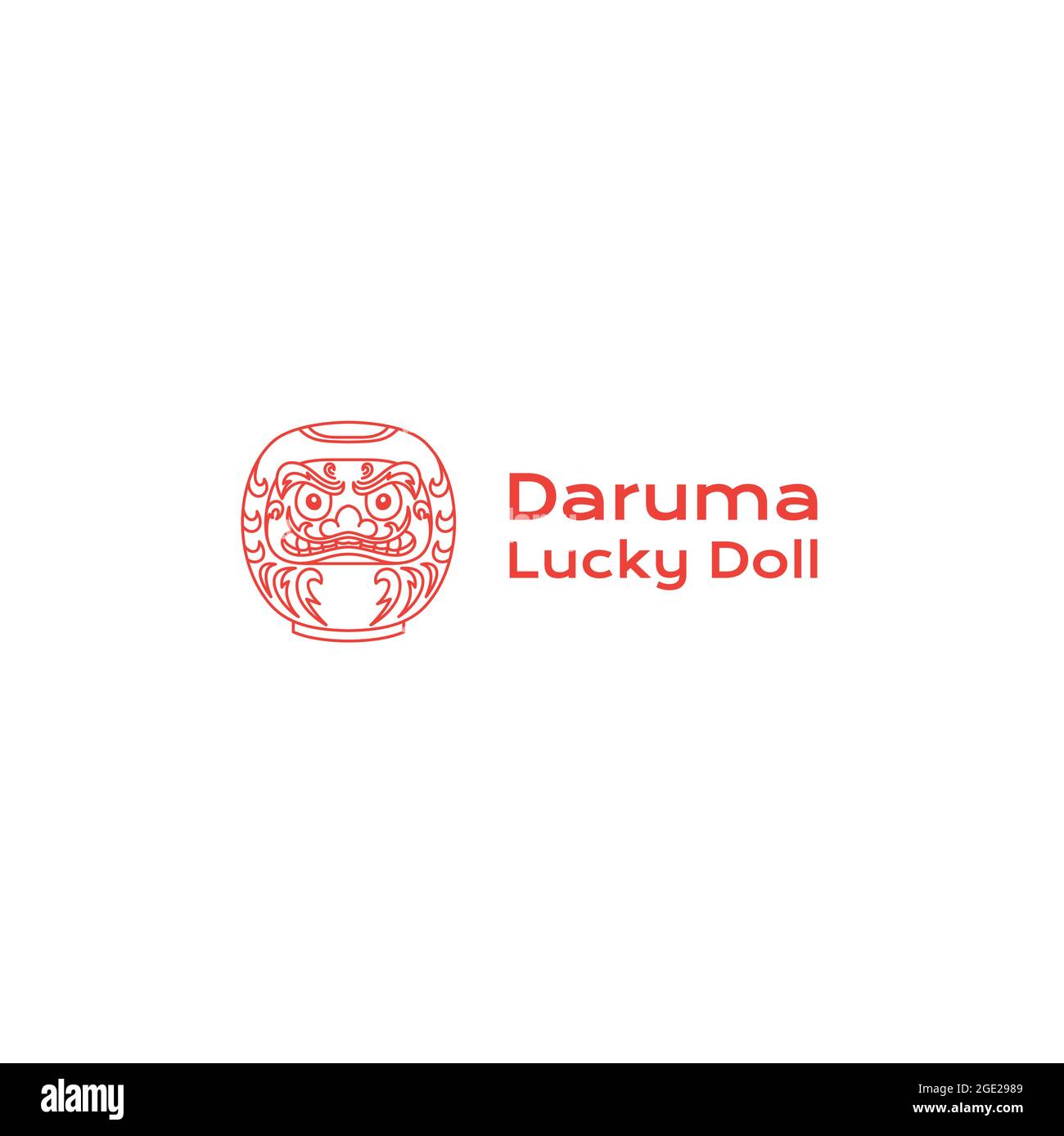 Dessin au trait japonais Daruma logo Design illustration vectorielle Illustration de Vecteur