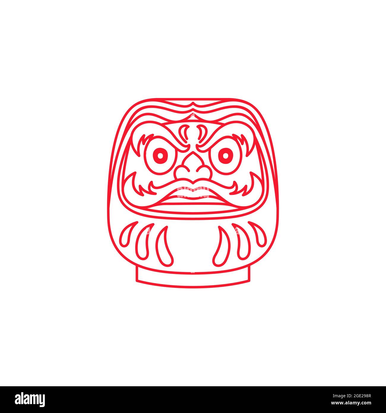 Dessin au trait japonais Daruma logo Design illustration vectorielle Illustration de Vecteur