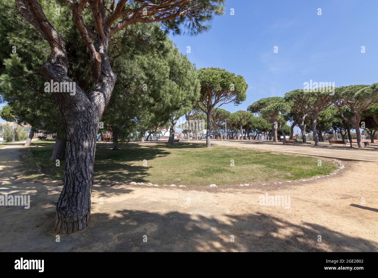 Mazagon, Huelva, Espagne; 03.16.2021: Le parc de la ville, avec une température de 20 degrés Banque D'Images