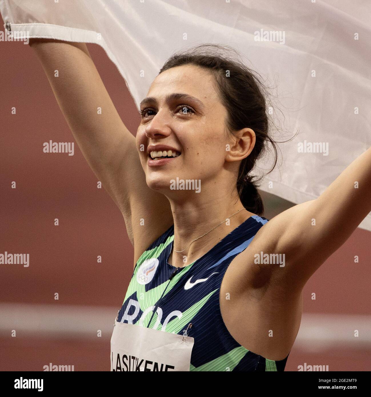 7 août 2021, Tokyo, Kanto, Japon : Mariya Lasitskene (ROC) célèbre la victoire de la médaille d'or au High Jump de Women lors des Jeux Olympiques de Tokyo 2020 au stade olympique de Tokyo le samedi 7 août 2021 à Tokyo. (Image de crédit : © Paul Kitagaki Jr./ZUMA Press Wire) Banque D'Images