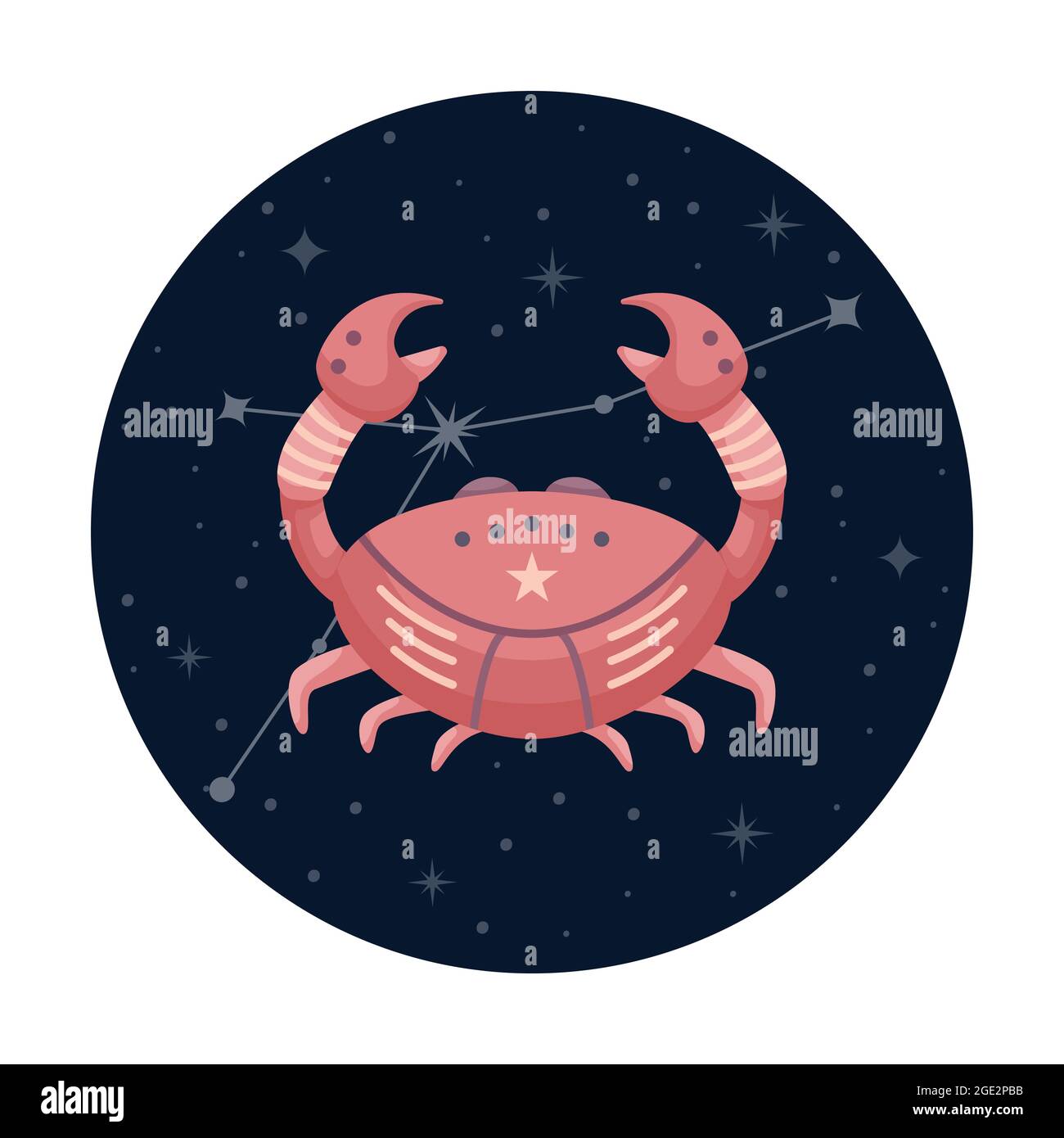 Illustration vectorielle plate du signe du zodiaque du cancer avec des étoiles et une constellation Illustration de Vecteur