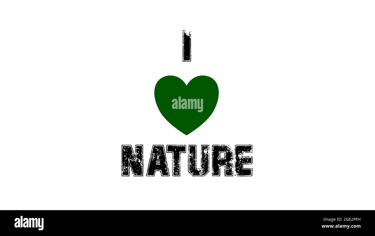 j'aime la nature attitude passion coeur vert Banque D'Images