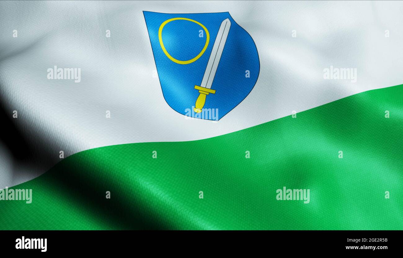 3D Illustration d'un drapeau de comté estonien agitant de Voru Banque D'Images