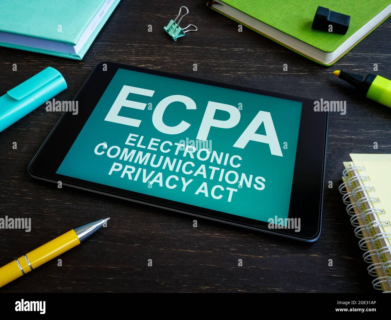 Tablette avec ECPA Electronic communications Privacy Act. Banque D'Images