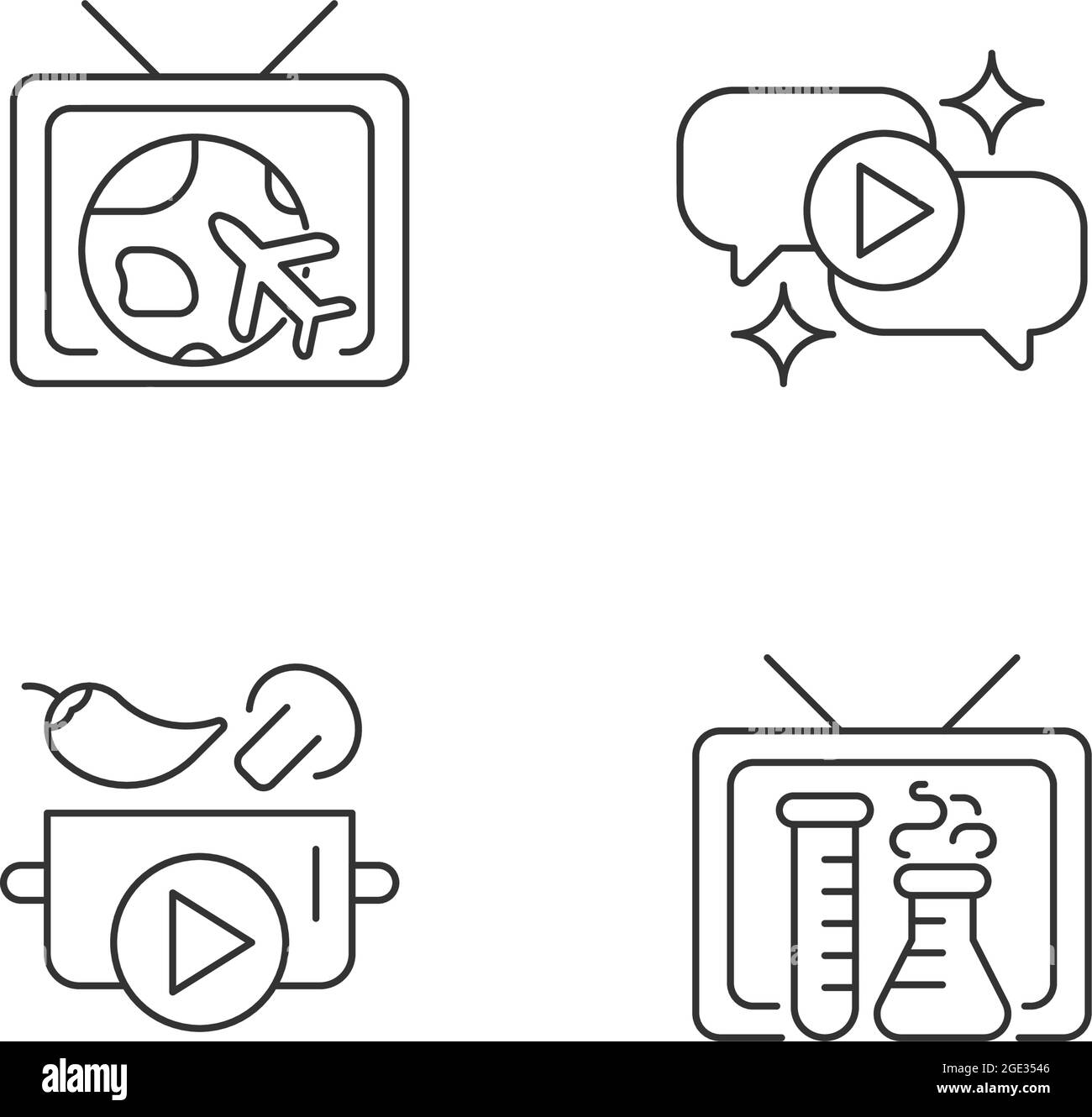 Ensemble d'icônes linéaires de la série TV Illustration de Vecteur