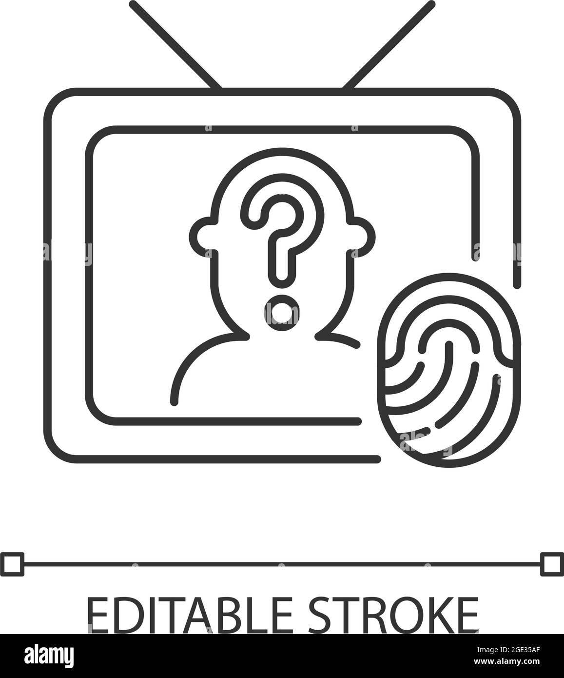 L'investigation en ligne affiche une icône linéaire Illustration de Vecteur