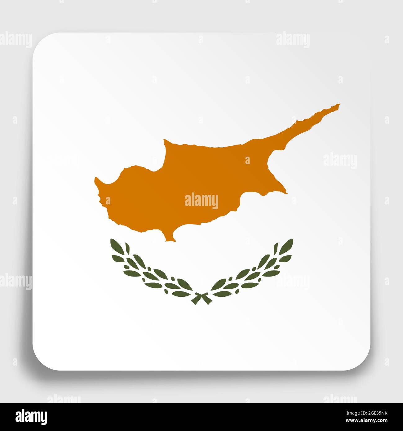 symbole du drapeau de la république de Chypre sur un autocollant carré en papier avec ombre. Bouton pour applications mobiles ou Web. Vecteur Illustration de Vecteur