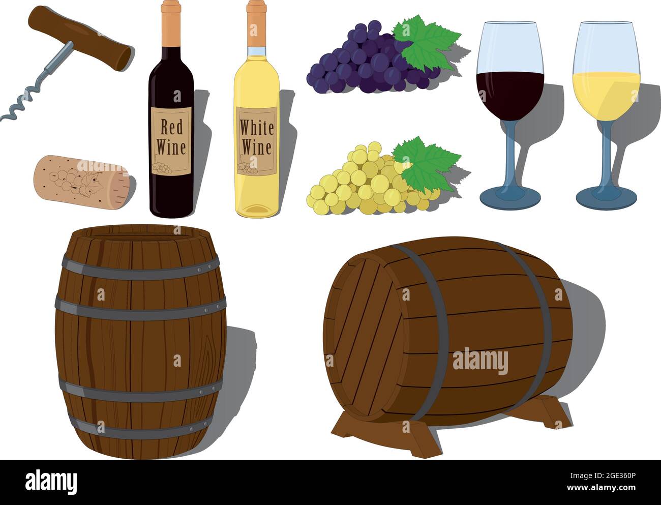 Illustration vectorielle de la collection de vins rouge et blanc Illustration de Vecteur