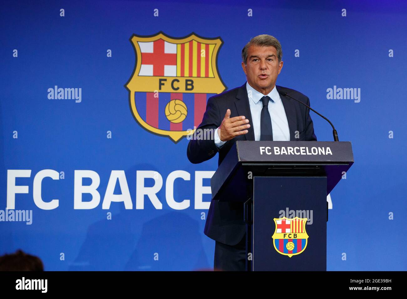 Barcelone, Espagne. 16 août 2021. Joan Laporta Présidente du FC Barcelone lors d'une conférence de presse à Auditori 1899 à Barcelone, Espagne crédit: DAX Images/Alay Live News Banque D'Images