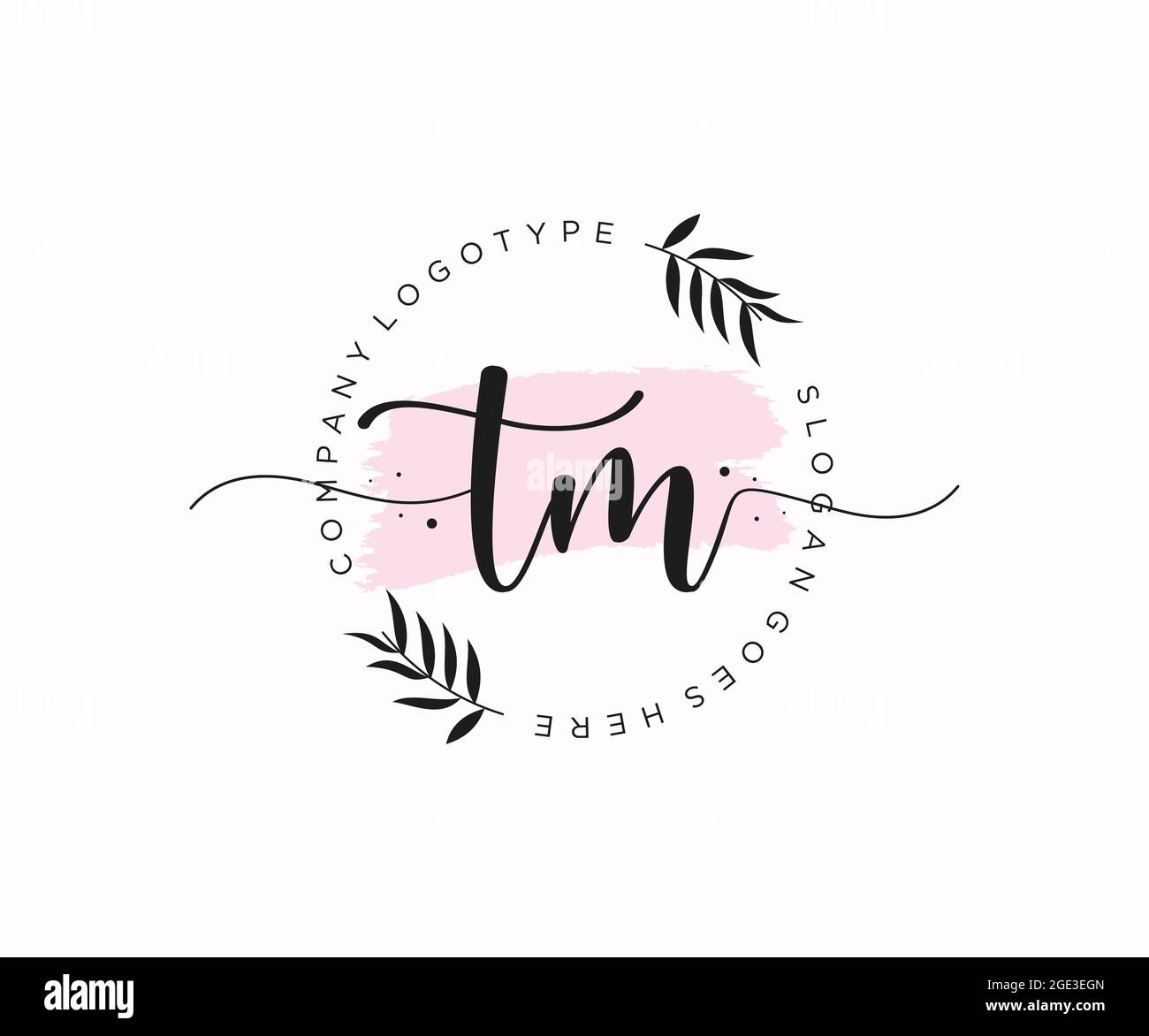 TM logo féminin beauté monogramme et élégant logo design, écriture logo de la signature initiale, mariage, mode, floral et botanique avec créatif Illustration de Vecteur