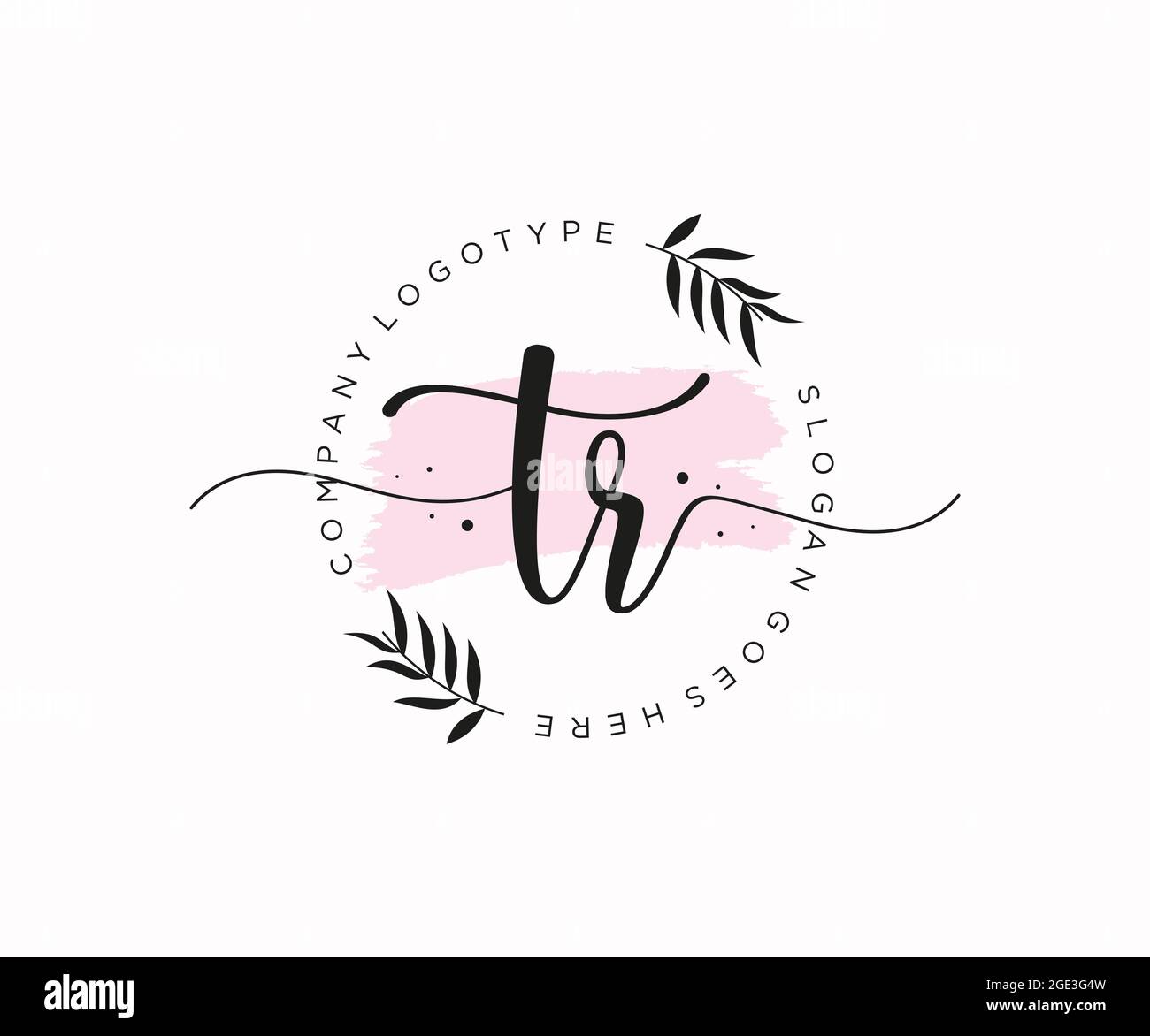 Tr logo féminin beauté monogramme et élégant logo design, écriture logo de la signature initiale, mariage, mode, floral et botanique avec la création Illustration de Vecteur