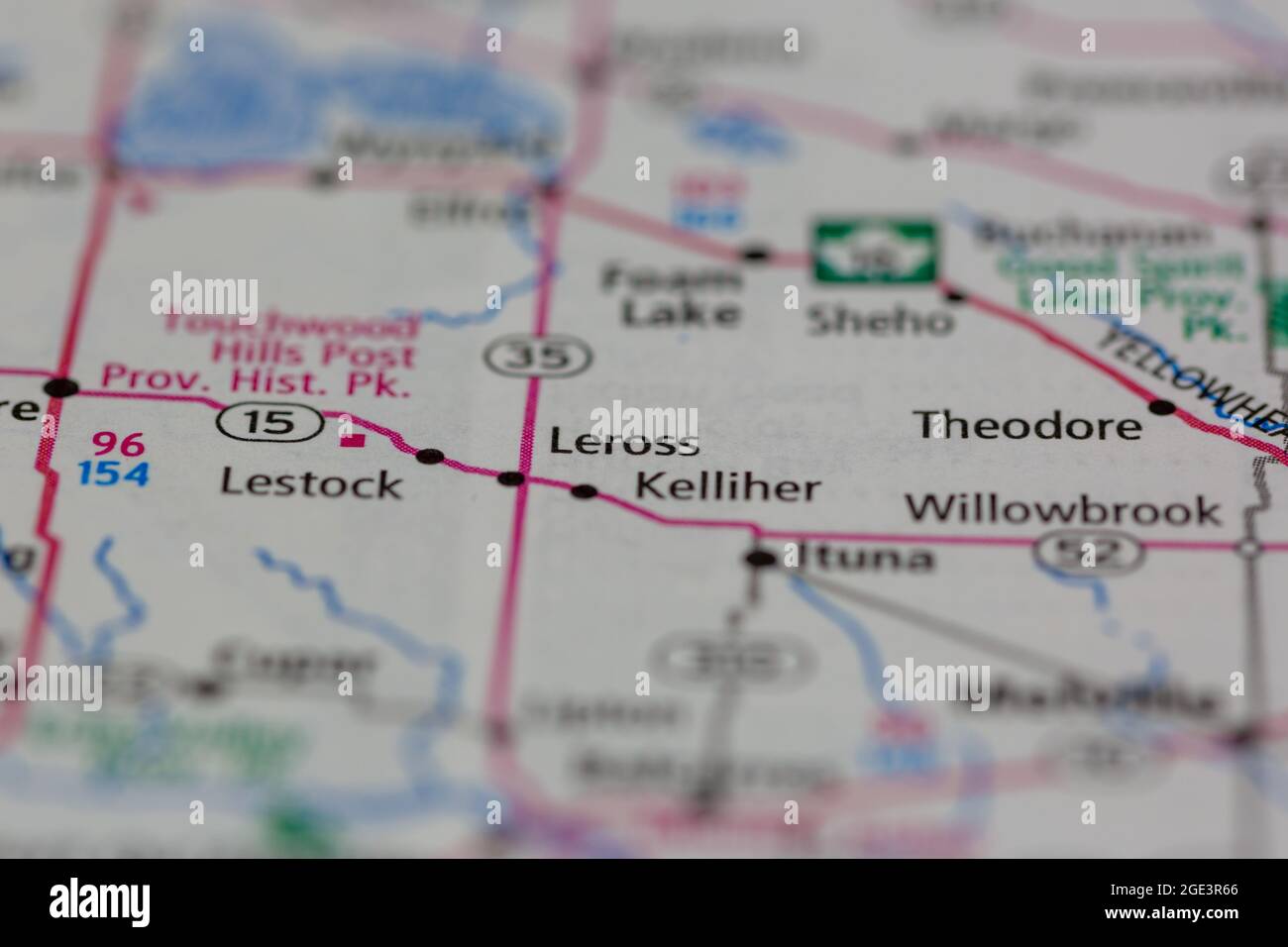 Leross saskatchewan sur une carte Banque de photographies et d’images à