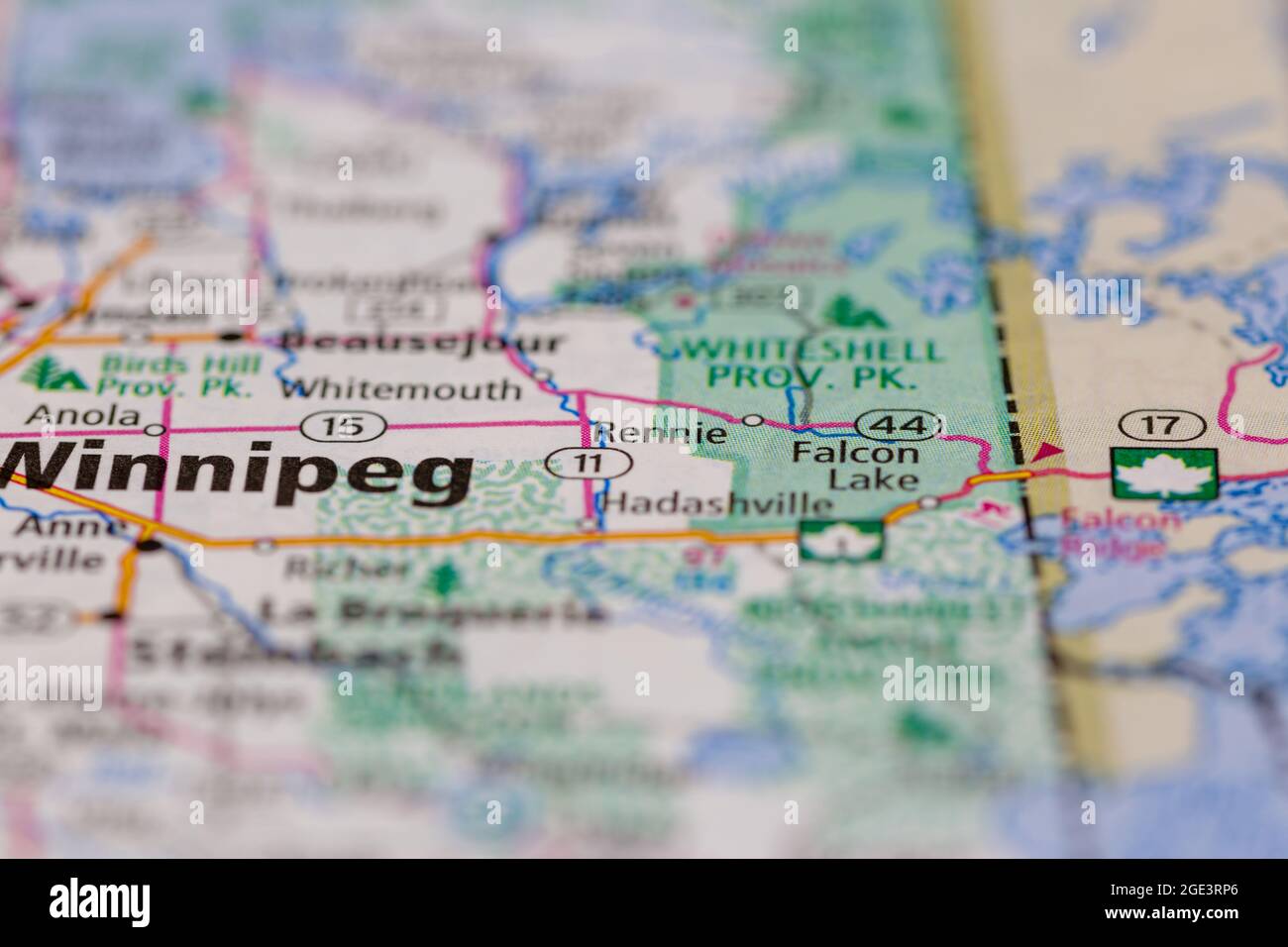 Rennie Saskatchewan Canada sur une carte routière ou une carte de géographie Banque D'Images