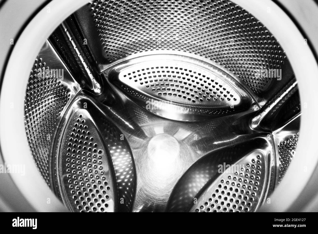 Tambour pour lave-linge en gros plan Banque D'Images