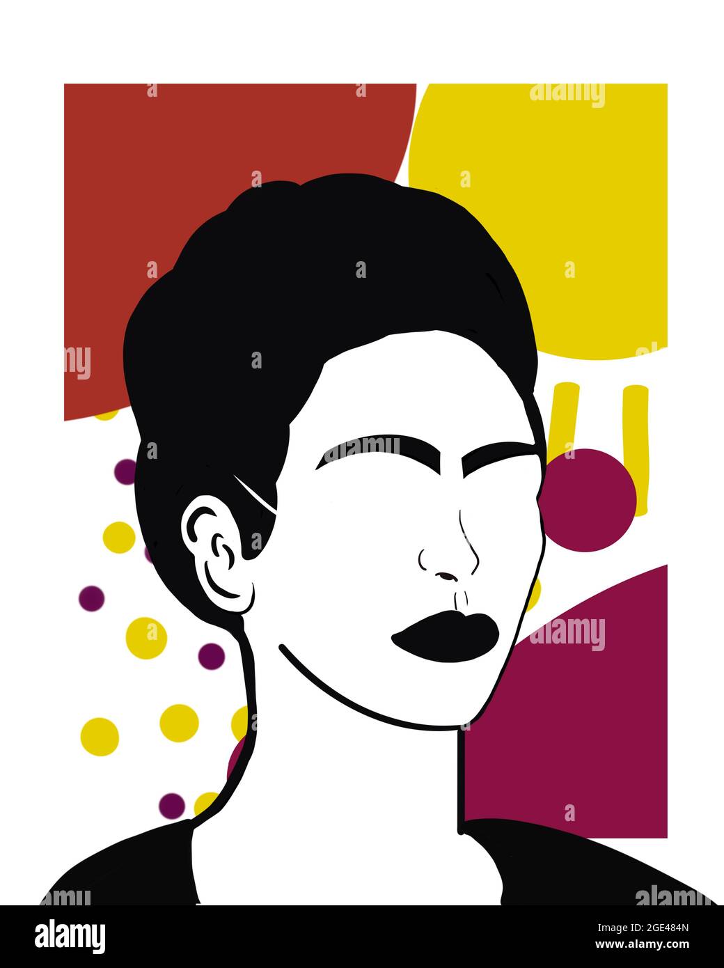 Illustration de portrait de femme mexicaine pour des imprimés, des cartes ou des logos, vintage Banque D'Images