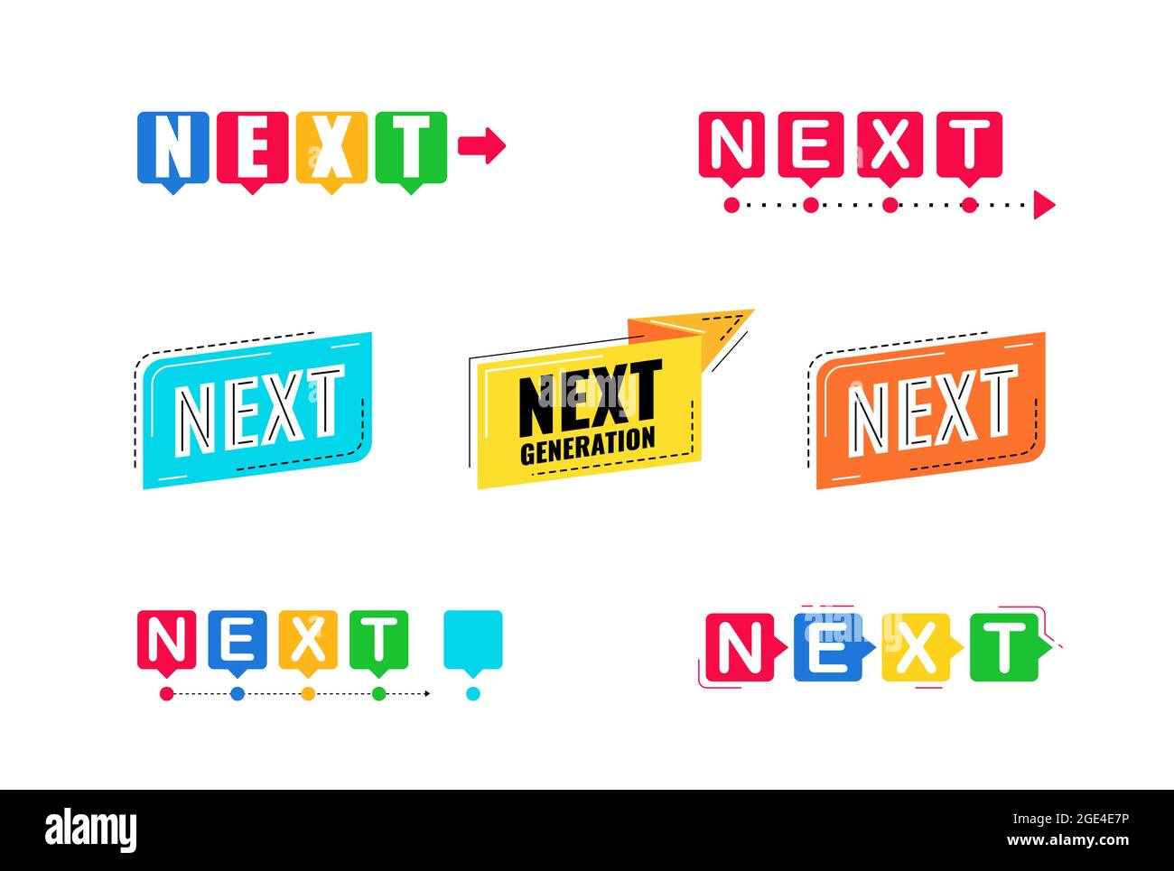 Grand bouton définir la couleur Suivant. Bannière de déplacement bleue et jaune Illustration de Vecteur