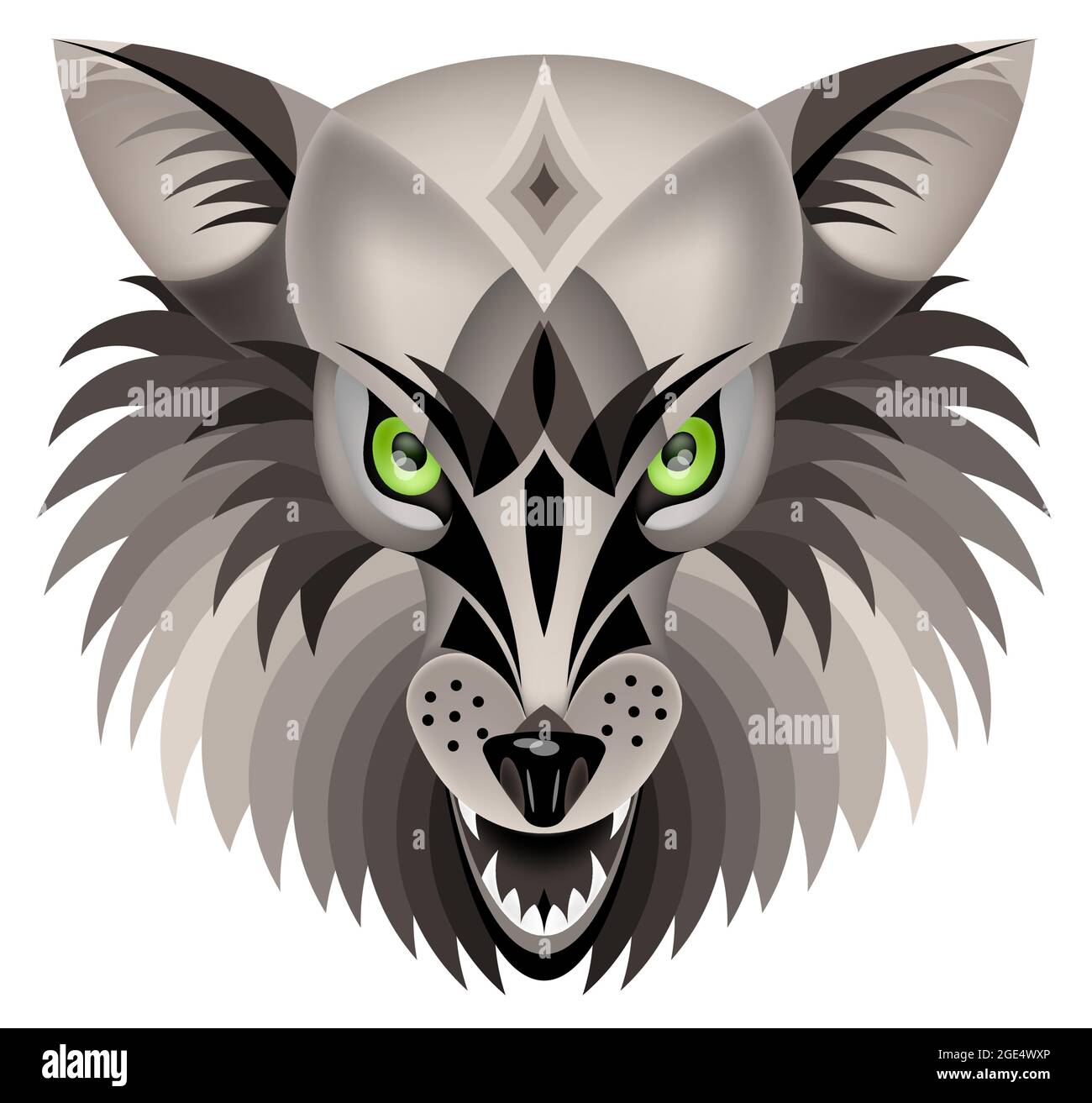 Image vectorielle d'un loup. Une bête sauvage avec un grin Illustration de Vecteur