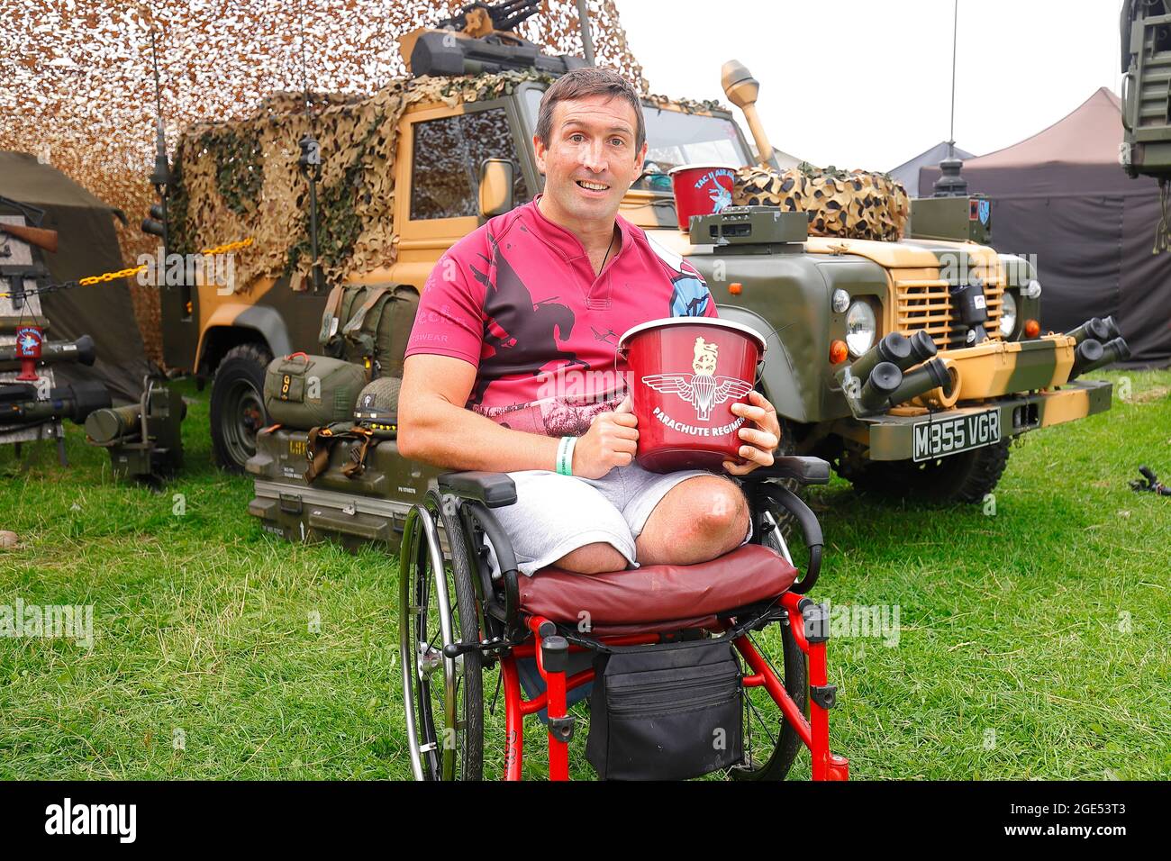 Vertéran de guerre et amputé Ben Parkinson MBE de Doncaster à l'expérience de guerre du Yorkshire à Hunsworth, West Yorkshire, Royaume-Uni Banque D'Images