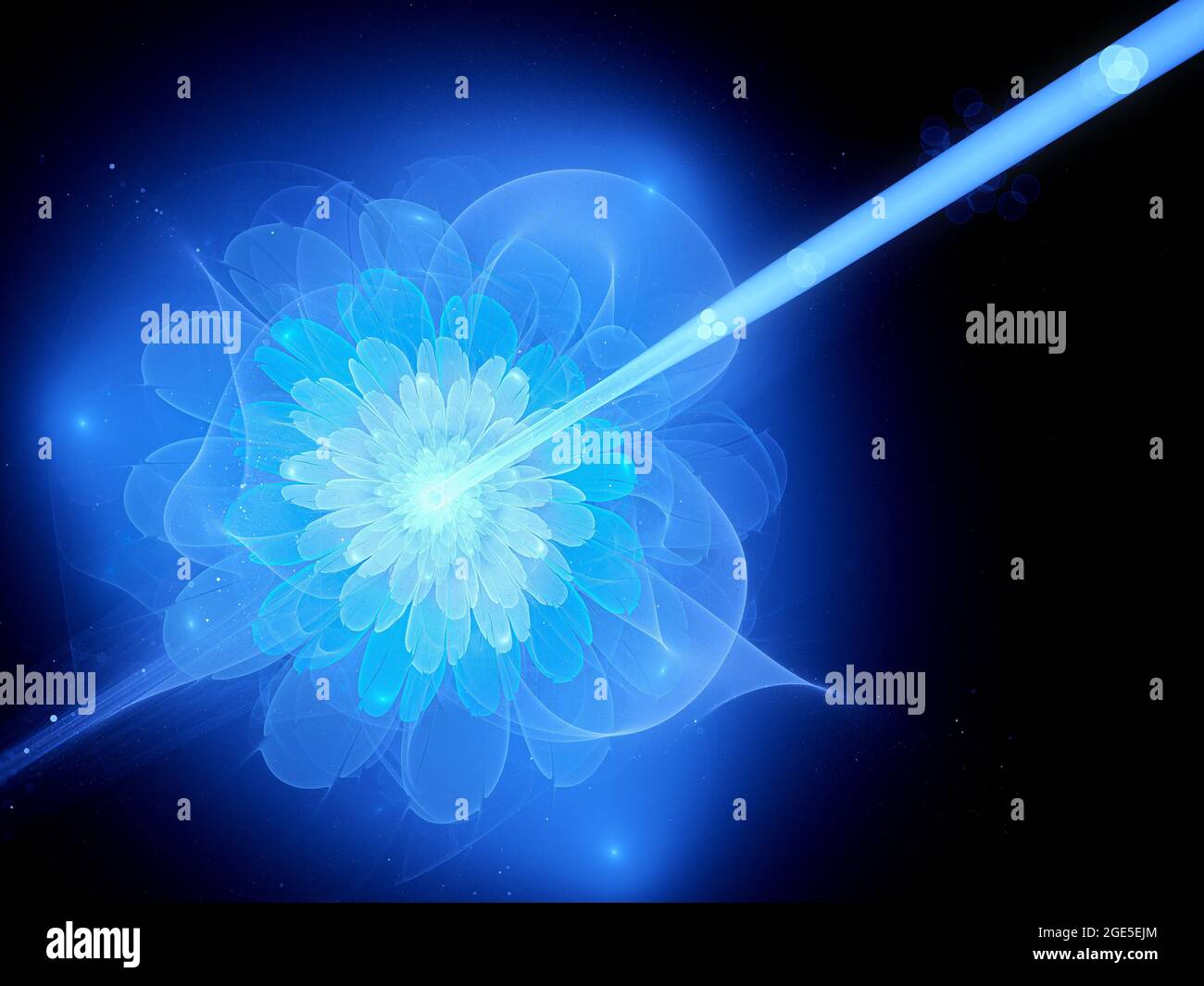 Quasar multidimensionnel lumineux bleu dans l'espace, arrière-plan abstrait généré par ordinateur, rendu 3D Banque D'Images