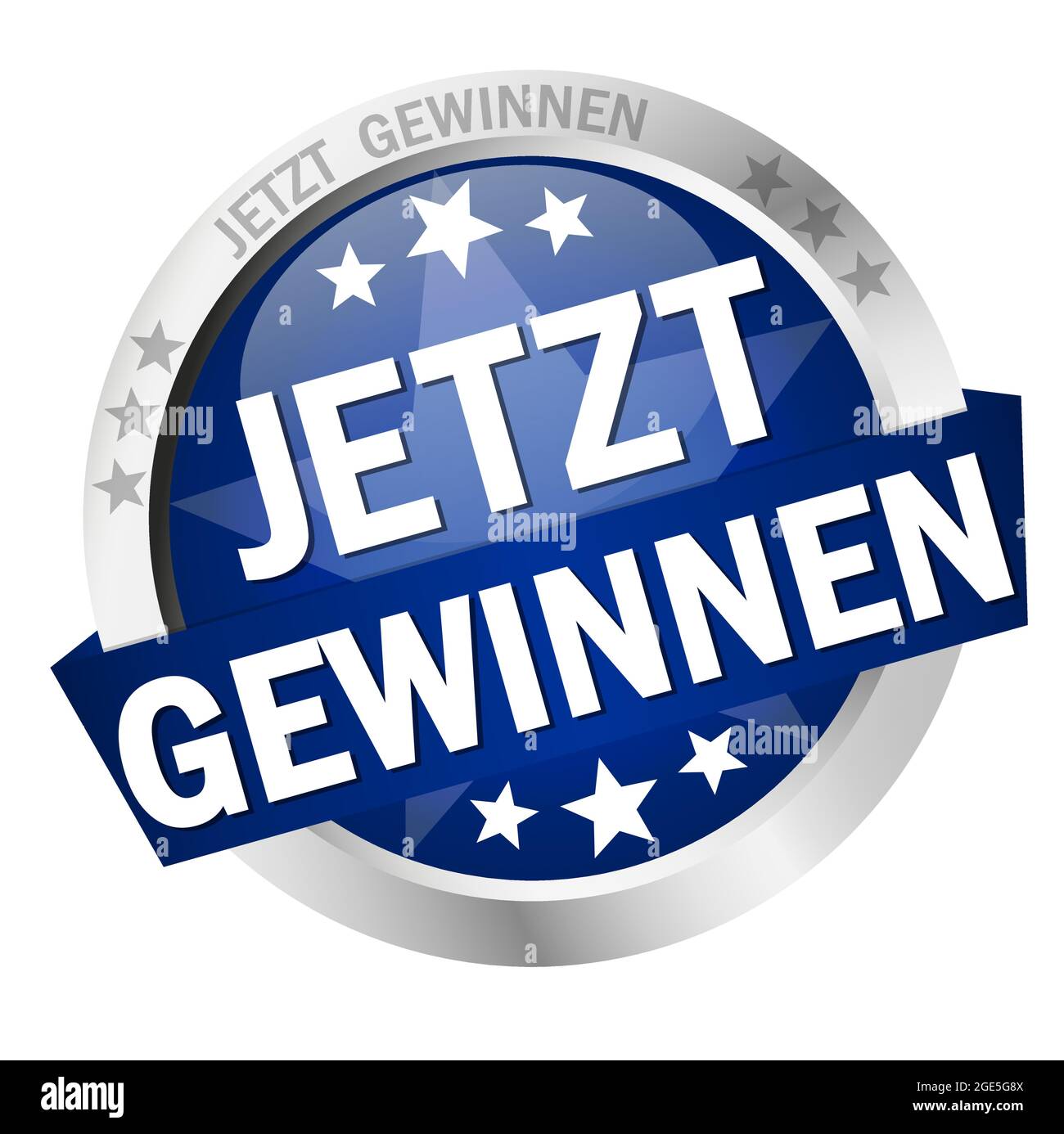 EPS 10 vectoriel avec bouton rond de couleur avec bannière et text win now (en allemand) Illustration de Vecteur
