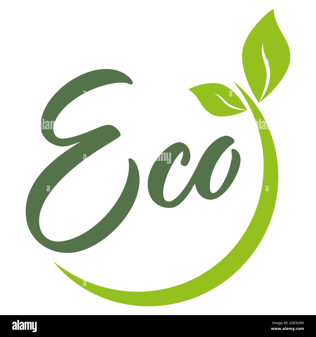 fichier vectoriel eps timbre rond vert moderne avec feuilles, texte eco Illustration de Vecteur