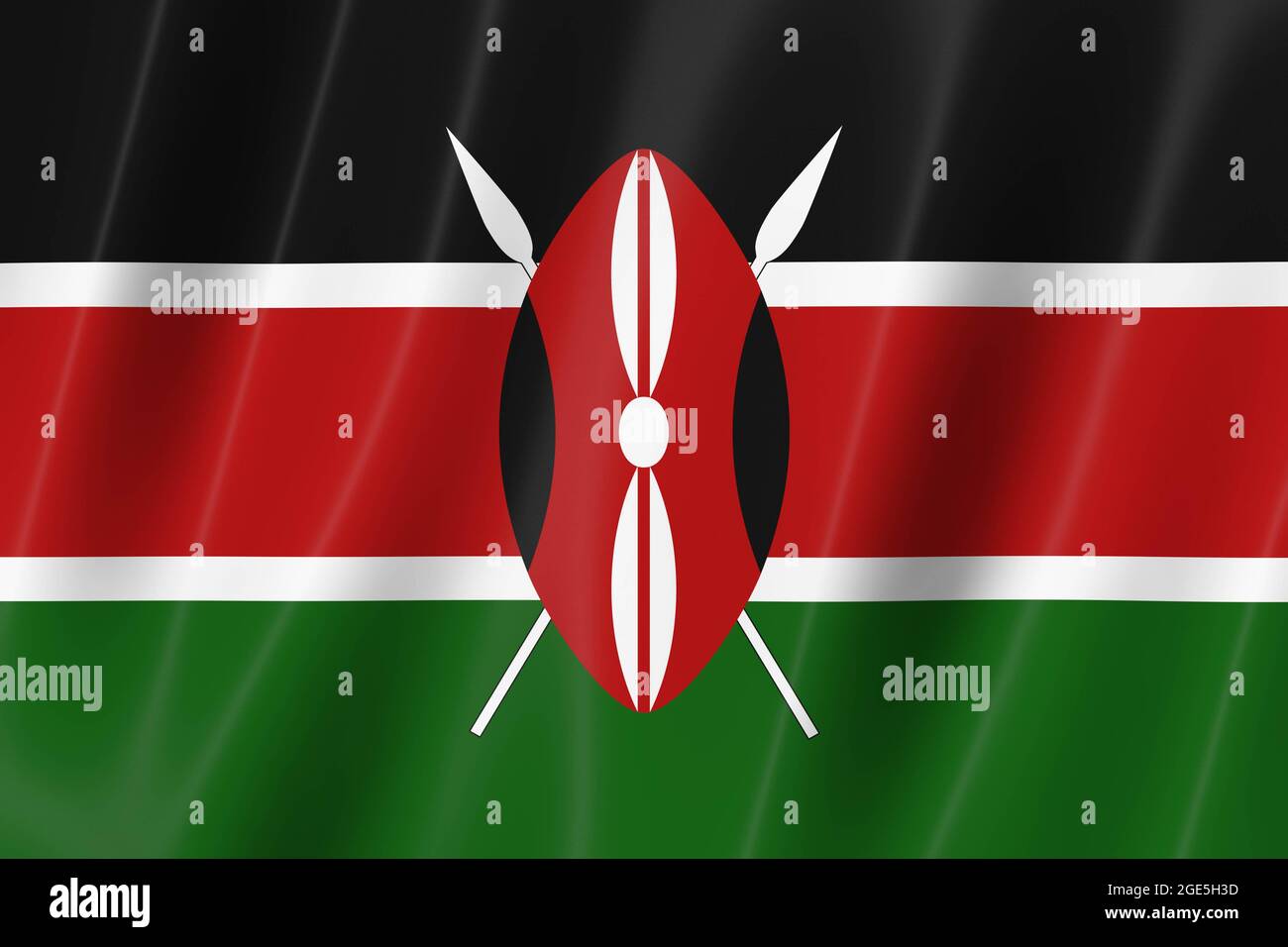 drapeau du kenya, drapeau 3d, drapeau, rendu 3d, 8k Banque D'Images
