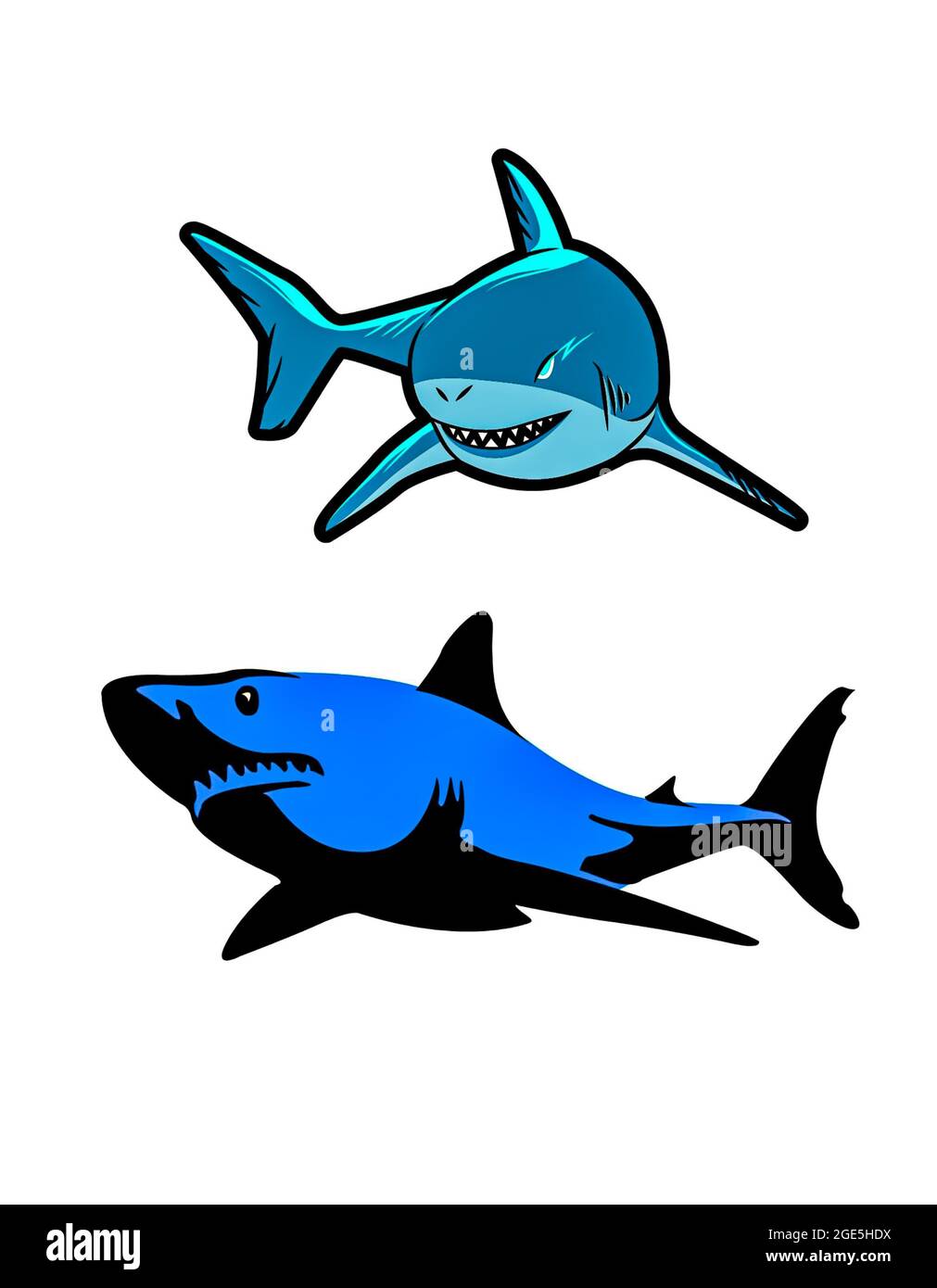 Illustration d'une grande attaque de requin blanc Banque D'Images