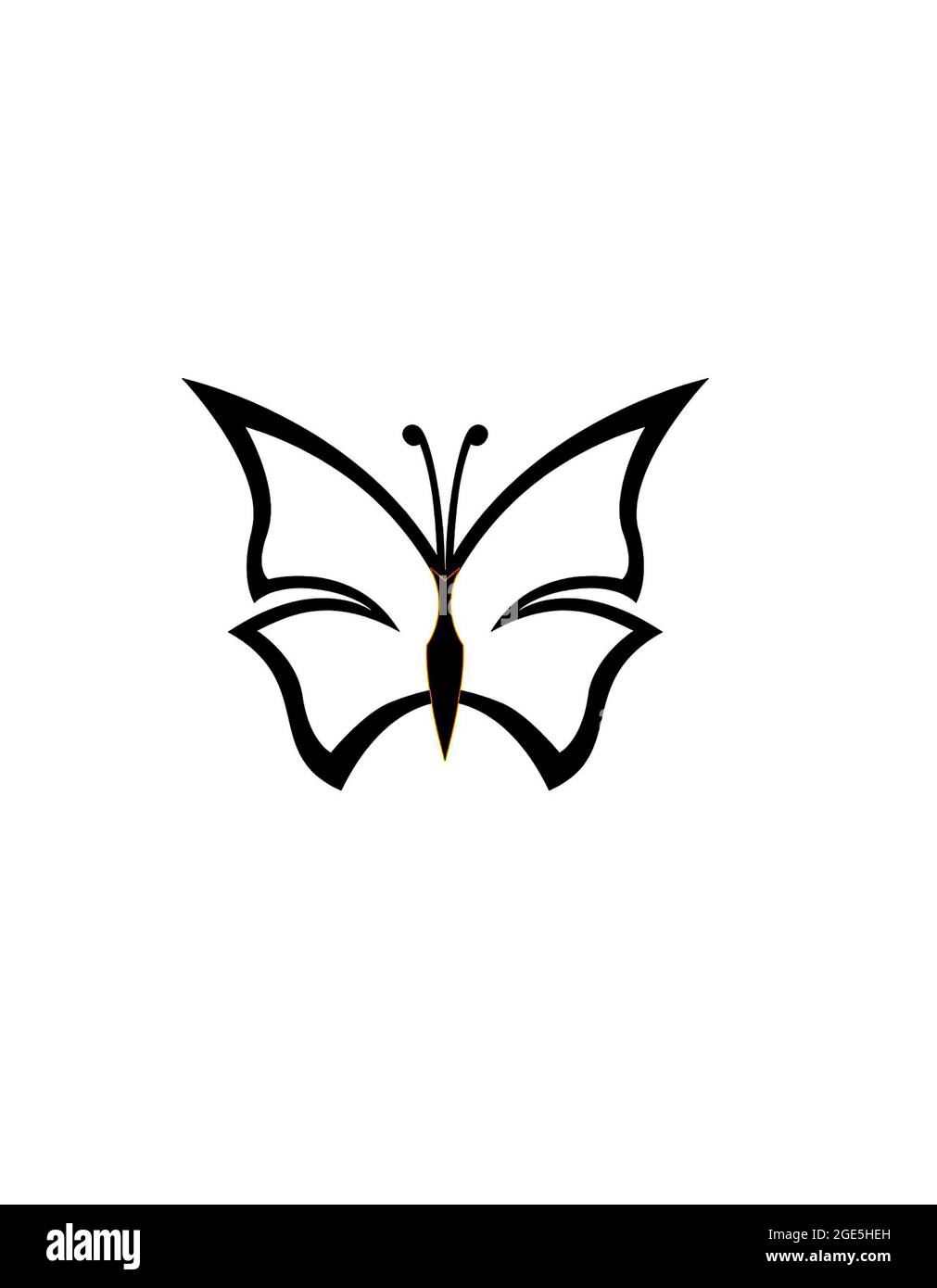 Illustration de la photo supérieure du papillon de couleur noire sur fond blanc Banque D'Images