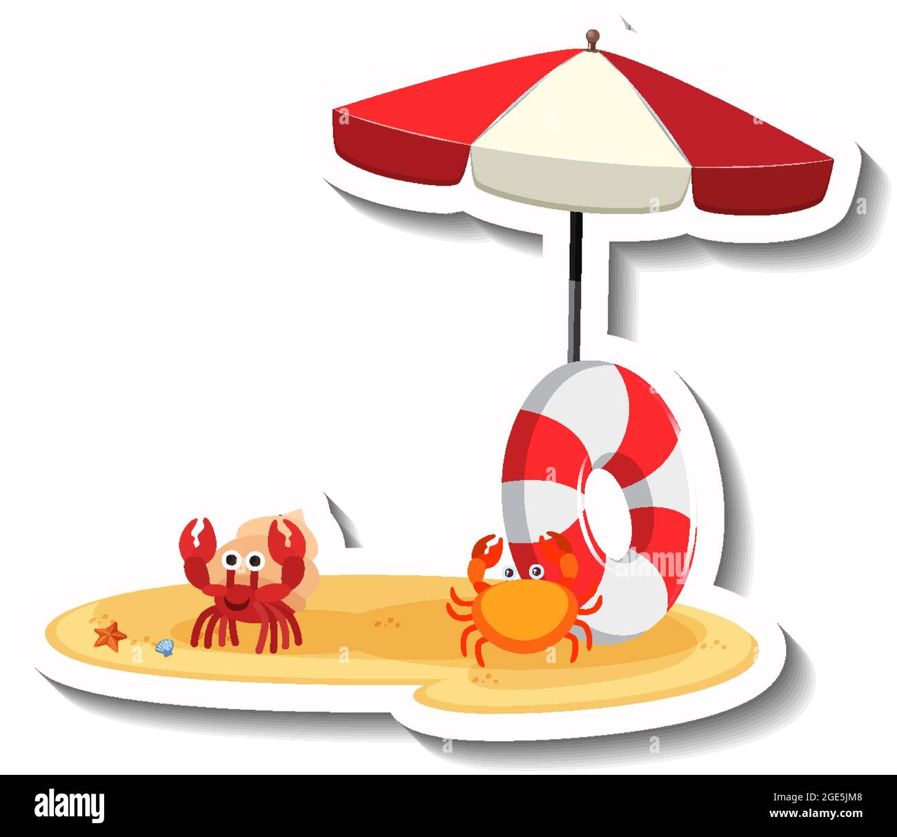 Crabe sur sable avec parasol et anneau de natation illustration Image  Vectorielle Stock - Alamy