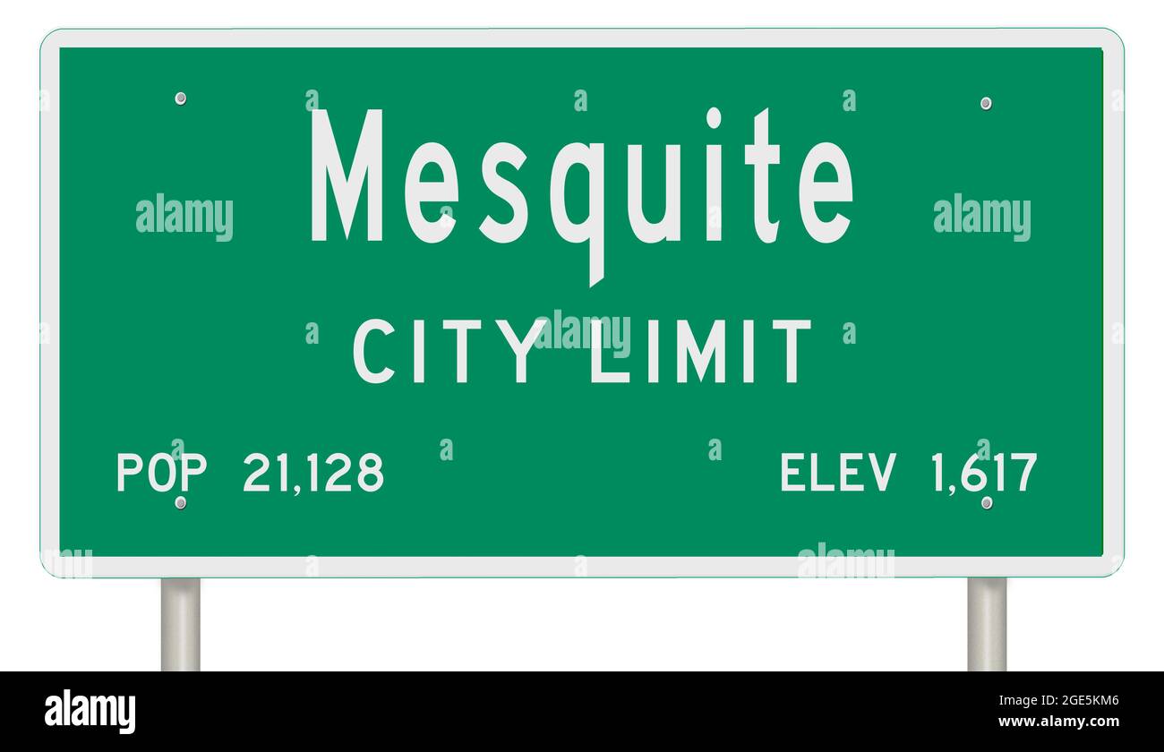 Rendu d'un panneau vert de l'autoroute du Nevada avec des informations sur la ville Banque D'Images