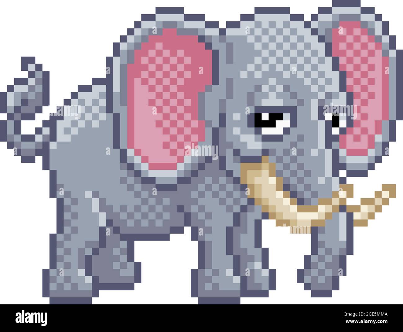 Dessin animé de jeu vidéo Elephant Pixel Art Arcade Illustration de Vecteur