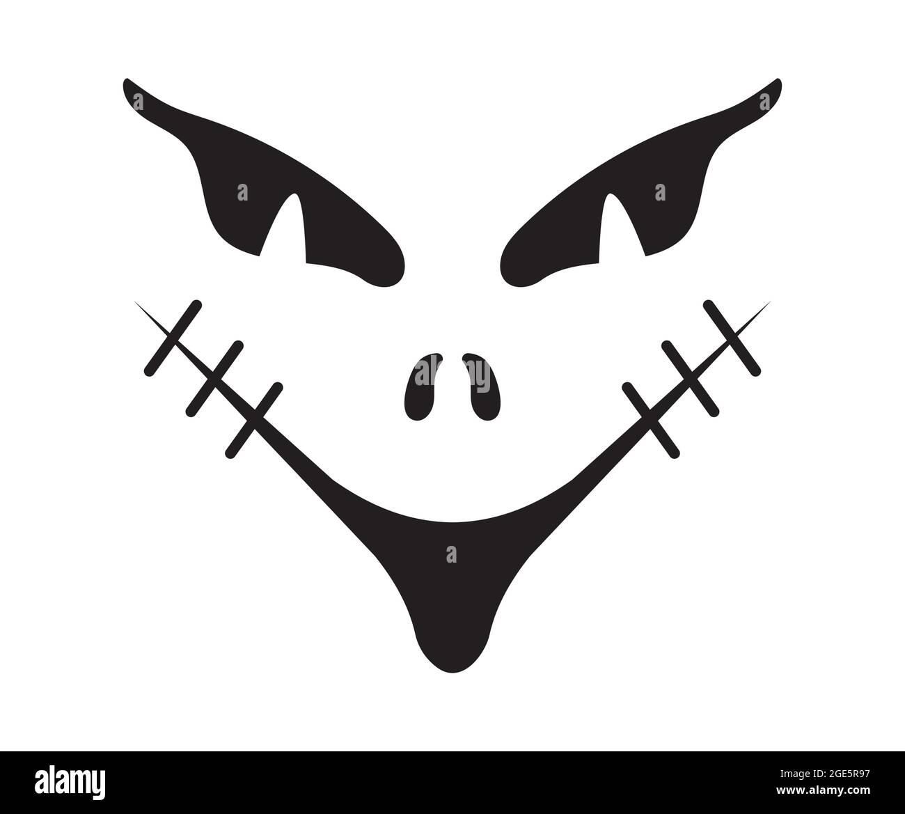 Vecteur visage Halloween effrayant. Citrouille d'Halloween ou grimace  fantôme. Yeux et bouche terribles avec un style de silhouette. Emotion de  squelette pour le maquillage, un ni Image Vectorielle Stock - Alamy