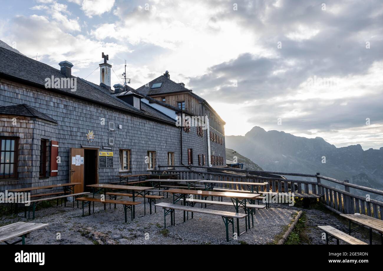 Watzmannhaus, Alpine Club Hut, Berchtesgaden, Bavière, Allemagne Banque D'Images