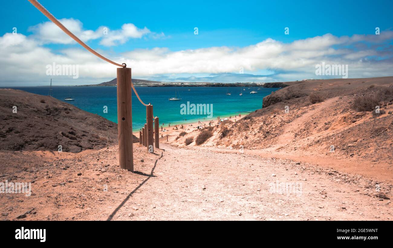 Vue sur la plage de lanzarote Banque D'Images