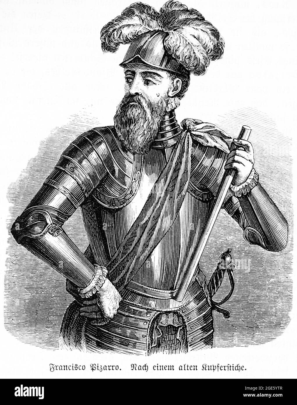 Francisco Pizarro Gonzalez Conquistador espagnol, illustration historique de 1881 Banque D'Images