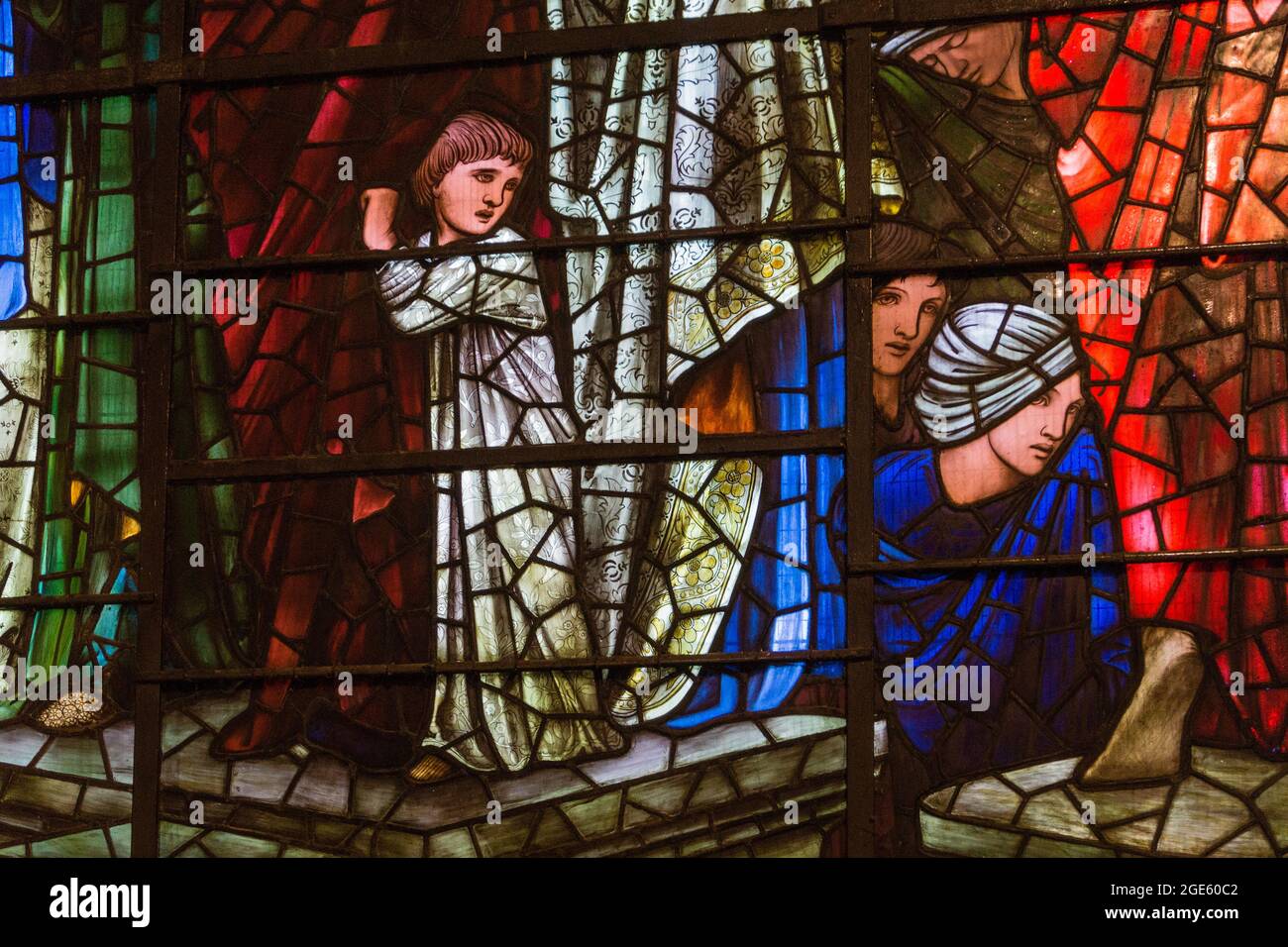 Vitraux de l'artiste pré-Raphaelite Edward Burne Jones, cathédrale St Philip, Birmingham, Royaume-Uni Banque D'Images