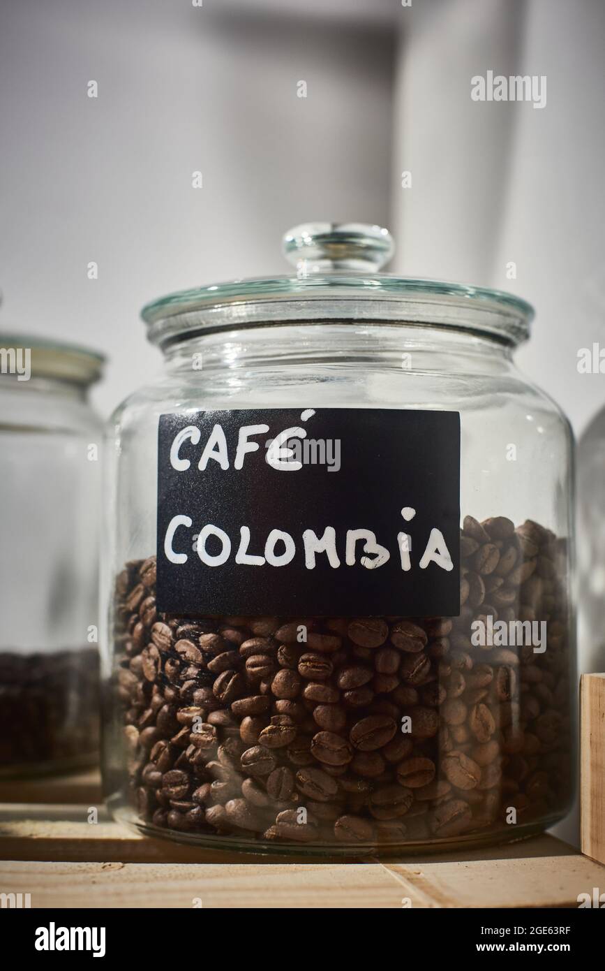 Grains de café issus de la culture BIO Ecologico Banque D'Images