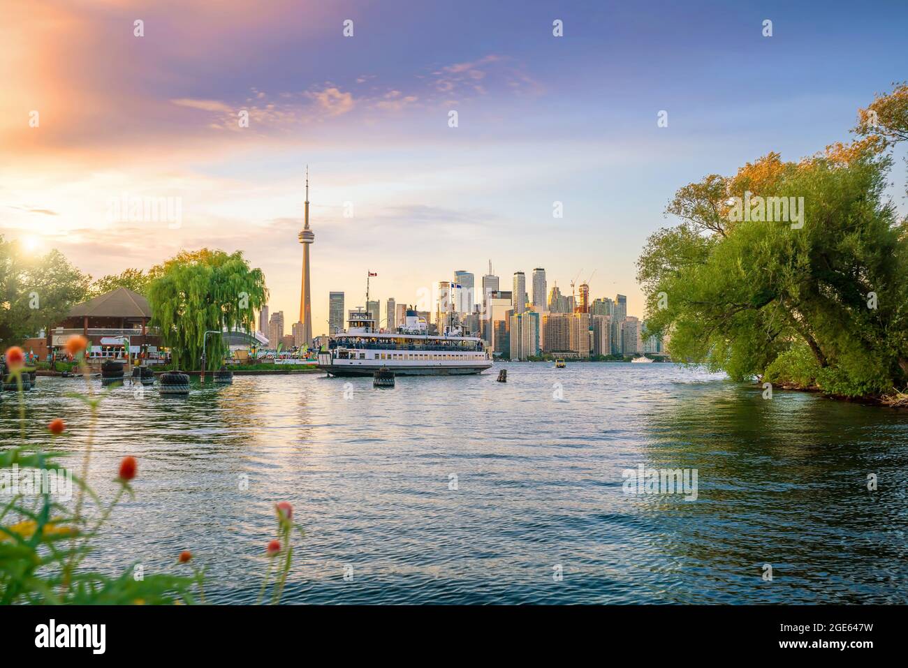 Ville de Toronto Skyline au coucher du soleil en Ontario, Canada Banque D'Images
