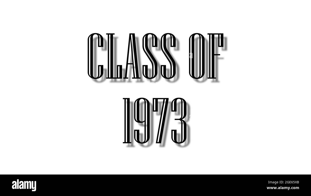 classe de 1973 caractères noirs fond blanc Banque D'Images