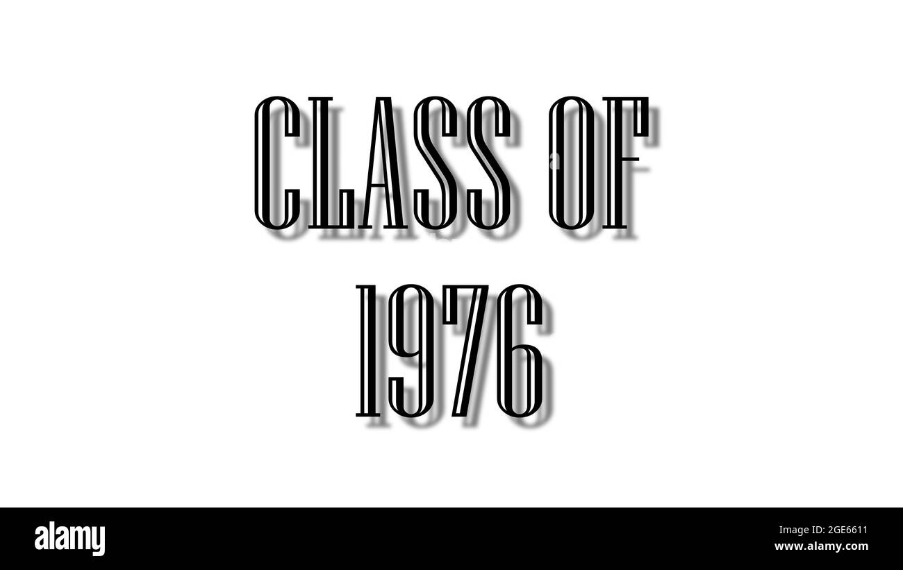 classe de 1976 caractères noirs fond blanc Banque D'Images
