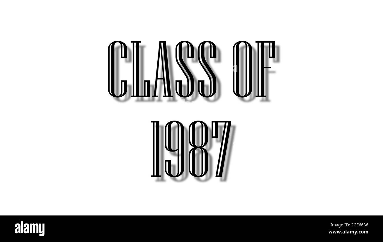 classe de 1987 caractères noirs fond blanc Banque D'Images