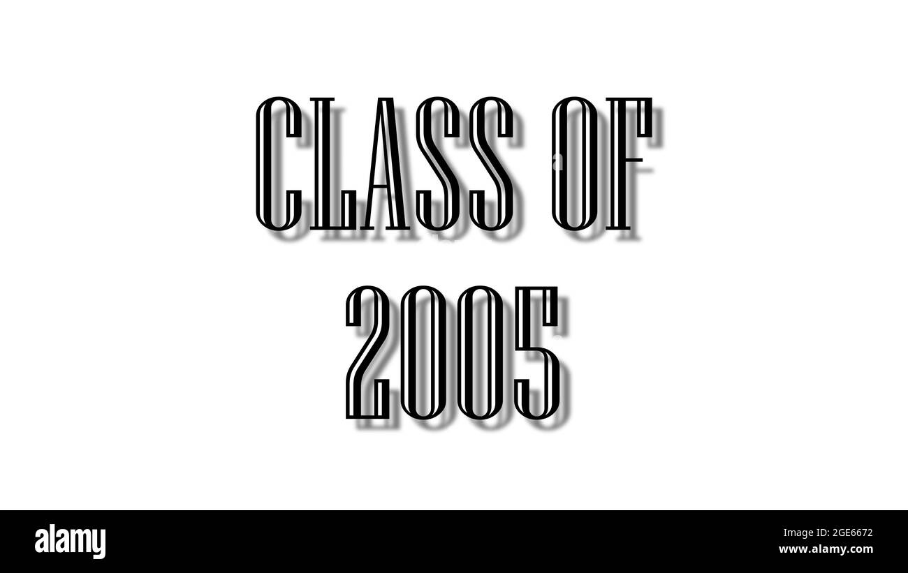 classe de 2005 caractères noirs fond blanc Banque D'Images