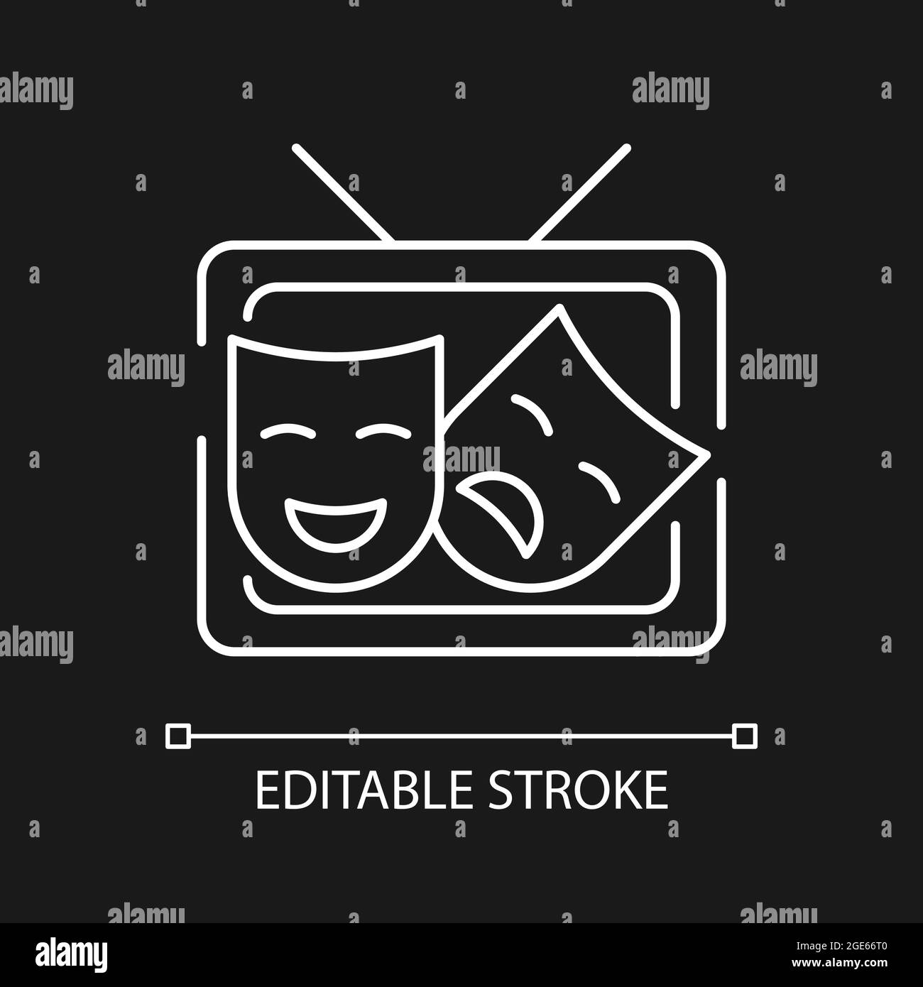 Icône linéaire blanche dramatique pour thème sombre Illustration de Vecteur