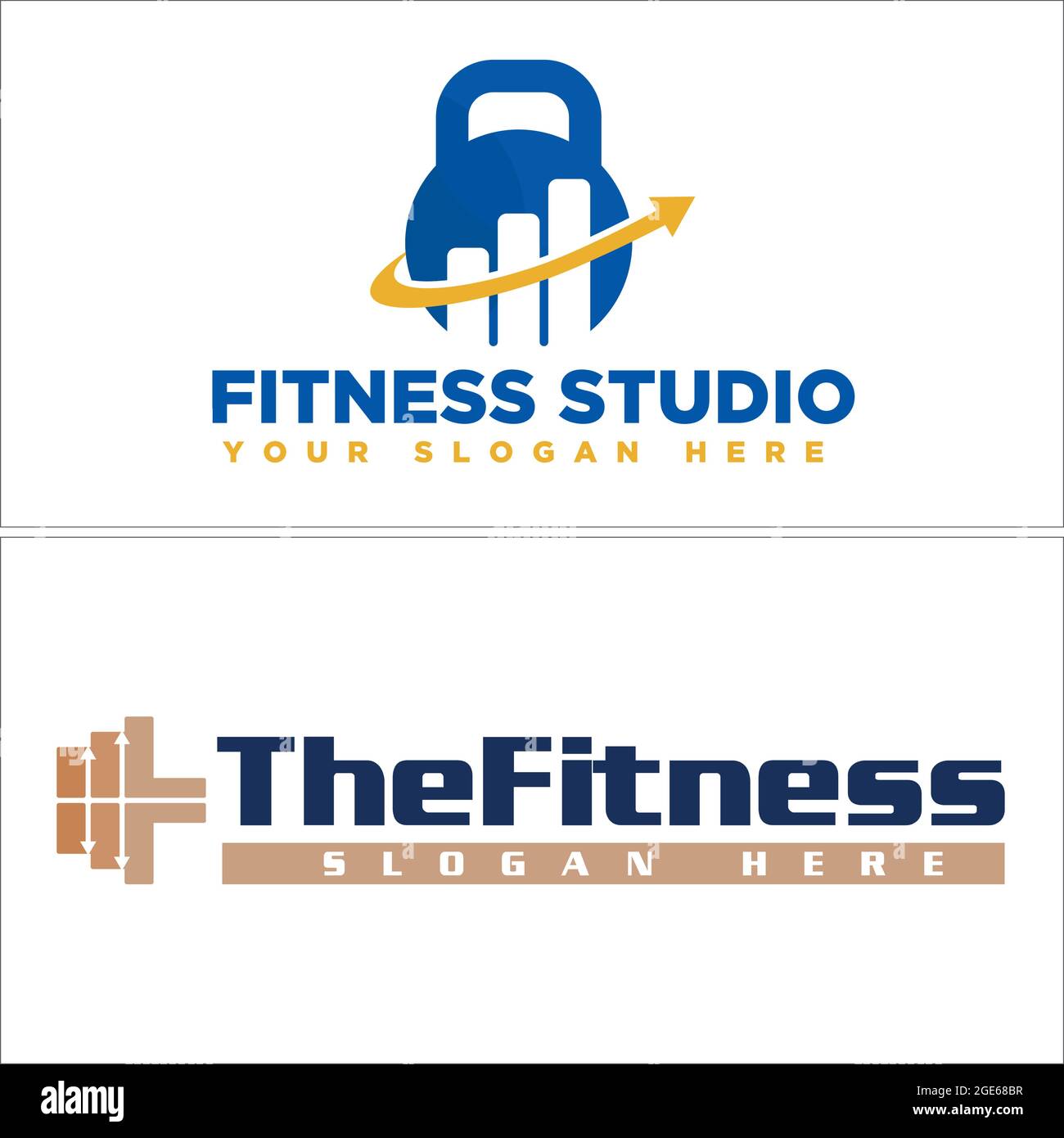 Gyms Fitness barbell avec icône flèche diagramme graphique vecteur logo Illustration de Vecteur