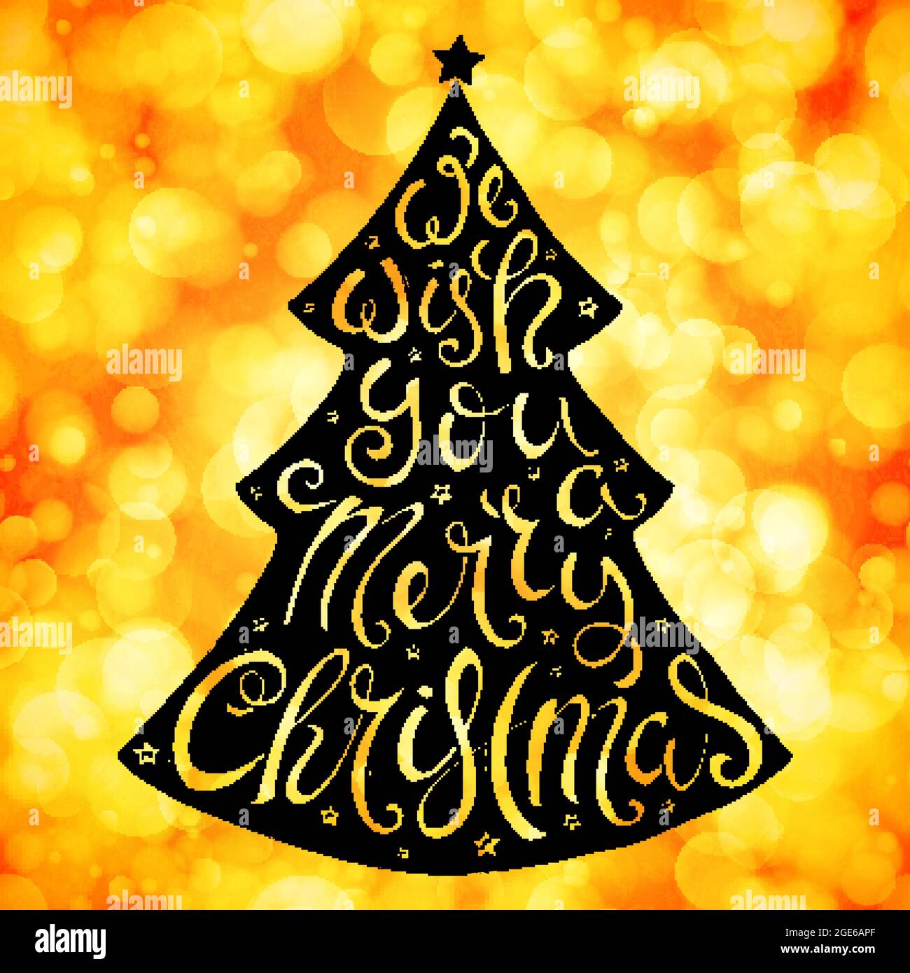 Nous vous souhaitons une affiche Joyeux Noël avec des lettres dessinées à la main, illustration vectorielle Illustration de Vecteur