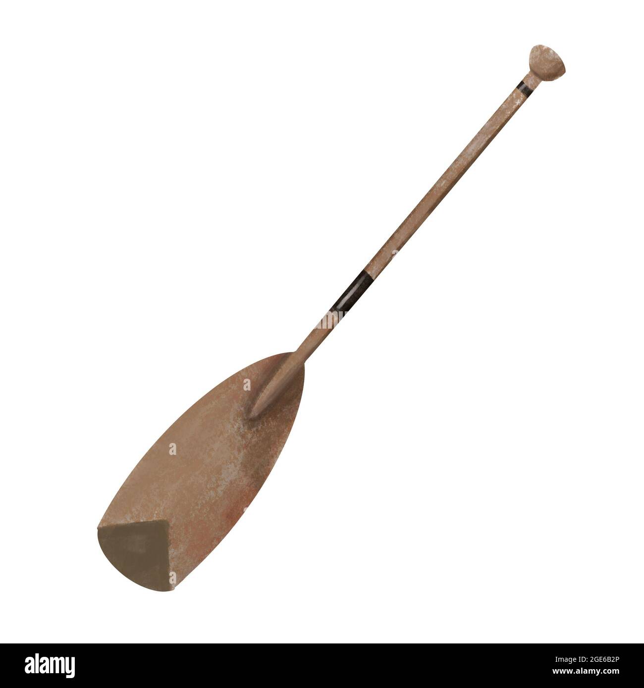 Aquarelle OAR Illustration, illustration traditionnelle en bois à une lame de canoë aquarelle. Un objet, surface vierge, vue de face. Dessiné à la main Banque D'Images