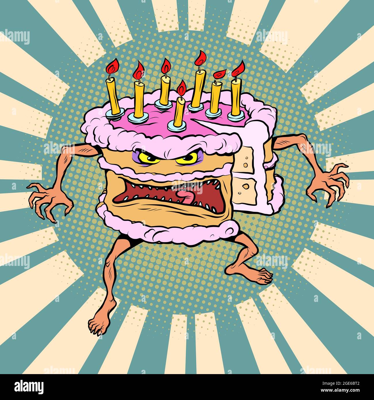 Gateau Rigolo En Colere Un Mauvais Anniversaire De Vacances Caractere Patissier Image Vectorielle Stock Alamy