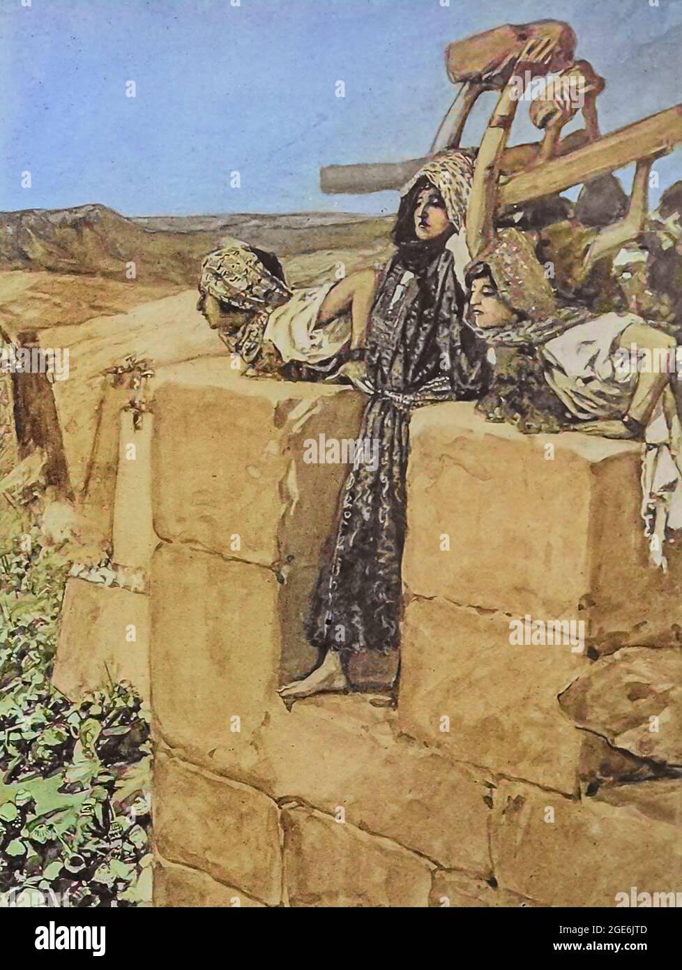 UNE FEMME CASSE LE CRÂNE D'ABIMÉLEC. Juges ix. 53. Et une certaine femme a jeté un morceau de pierre de moulin sur la tête d'Abimélec, et tout le monde pour briser son crâne. D'après le livre ' l'ancien Testament : trois cent quatre-vingt-dix-six compositions illustrant l'ancien Testament ' partie II par J. James Tissot publié par M. de Brunoff à Paris, Londres et New York en 1904 Banque D'Images
